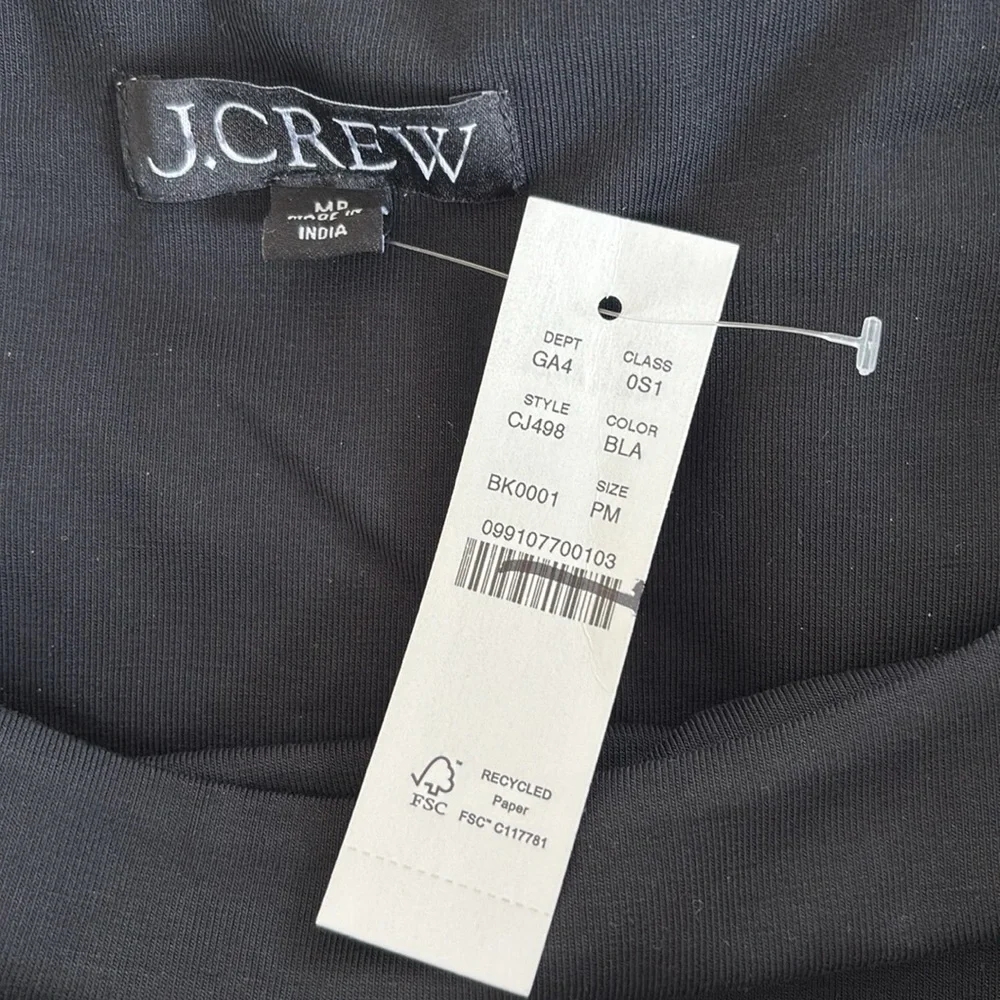 NWT J. Crew Black Petite sleeveless drop-waist fit flare a line mixy midi dress
